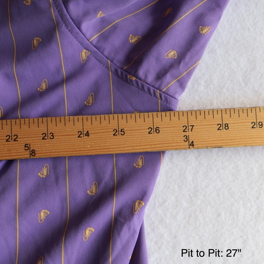 Poncho Mens XL Regular Fit Purple Short Sleeve Snap The Hoodoo Crawfish Shirt - Picture 6 of 11